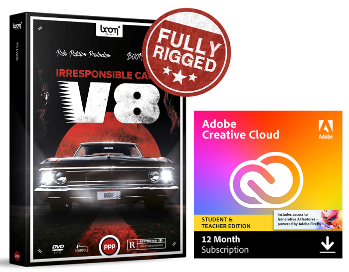 BOOM Library V8 Cars Fully Rigged with FREE Adobe Creative Cloud Pro for Students & Teachers Subscription